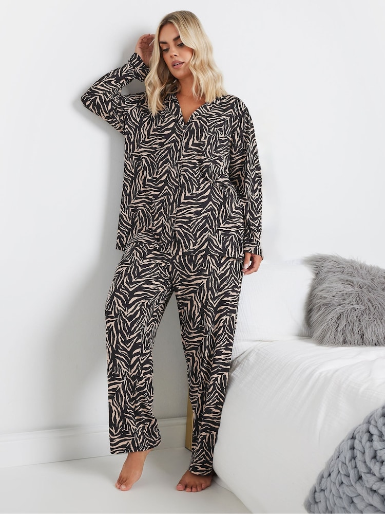 Yours Curve Natural Soft Touch Zebra Pyjamas Set - Image 2 of 5