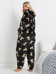 Yours Curve Black Teddy Bear Print All-In-One - Image 3 of 5