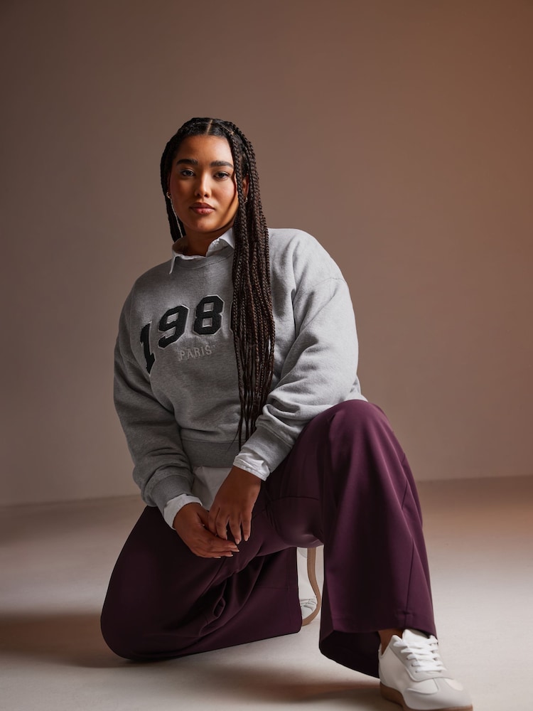 Yours Curve Red Pull On Seam Front Woven Wide Leg Trousers - Image 1 of 5