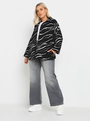 Yours Curve Black Zebra Borg Fleece Jacket - Image 3 of 5