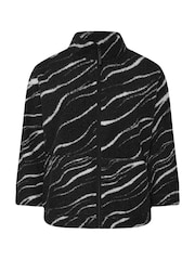 Yours Curve Black Zebra Borg Fleece Jacket - Image 5 of 5