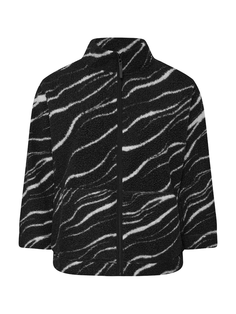 Yours Curve Black Zebra Borg Fleece Jacket - Image 5 of 5 Yours Curve Black Zebra Borg Fleece Jacket - Image 5 of 5