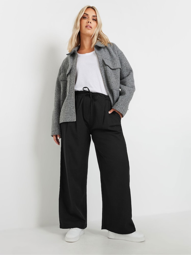 Yours Curve Black Woven Wide Leg Trousers - Image 2 of 5