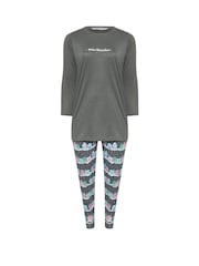 Yours Curve Grey Winter Scene Long Sleeve Cuffed Pyjamas Set - Image 4 of 4