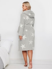 Yours Curve Grey Star Honeycomb Hooded Robe - Image 3 of 5