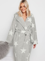 Yours Curve Grey Star Honeycomb Hooded Robe - Image 4 of 5