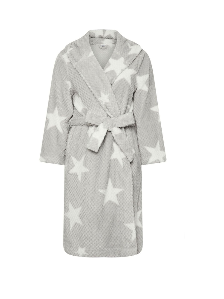 Yours Curve Grey Star Honeycomb Hooded Robe - Image 5 of 5