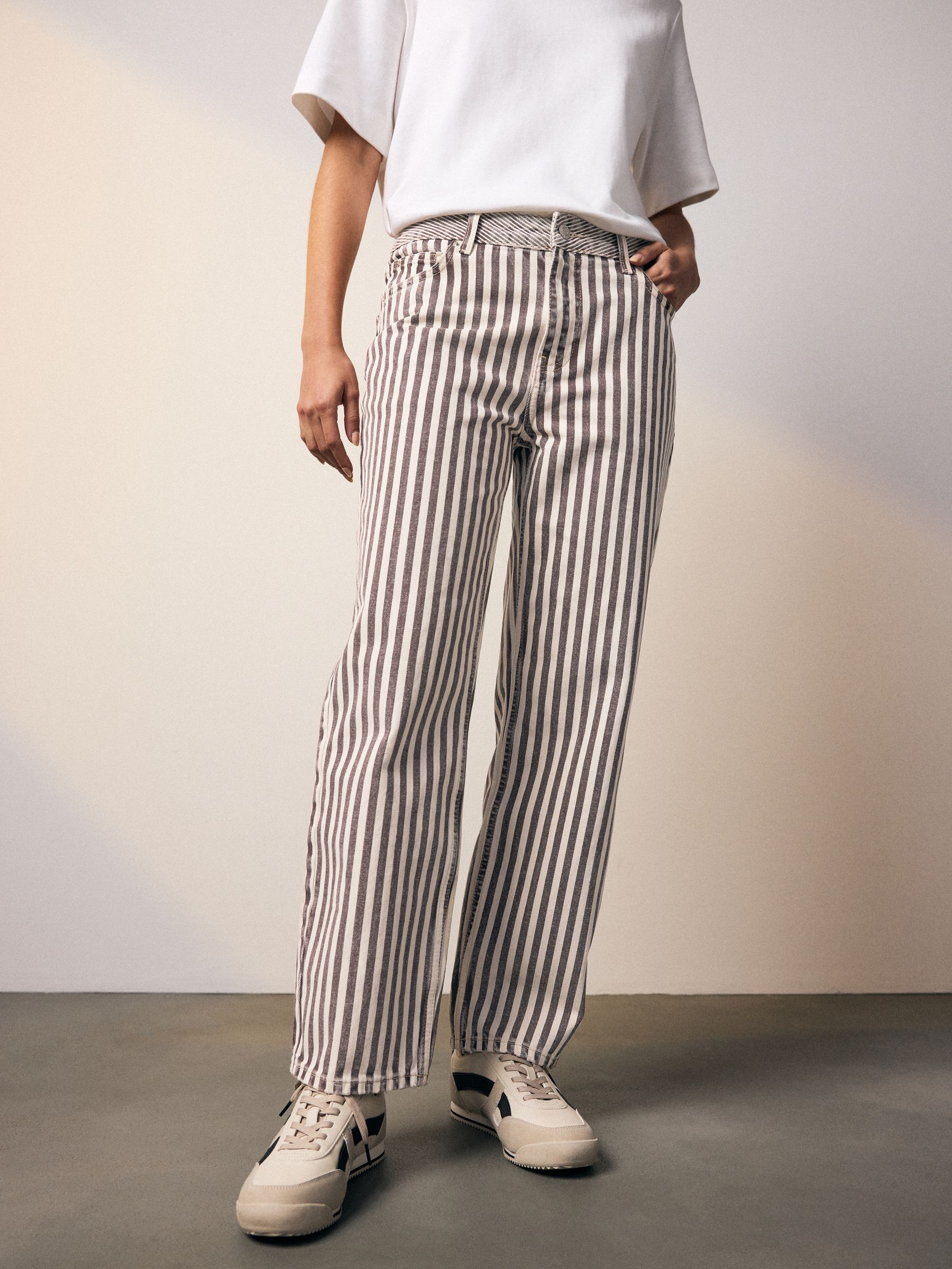 Buy Neutral Stripe Straight Leg 100% Cotton Jeans from Next Poland