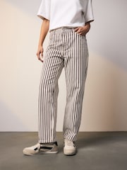 Neutral Stripe Straight Leg 100% Cotton Jeans - Image 2 of 9
