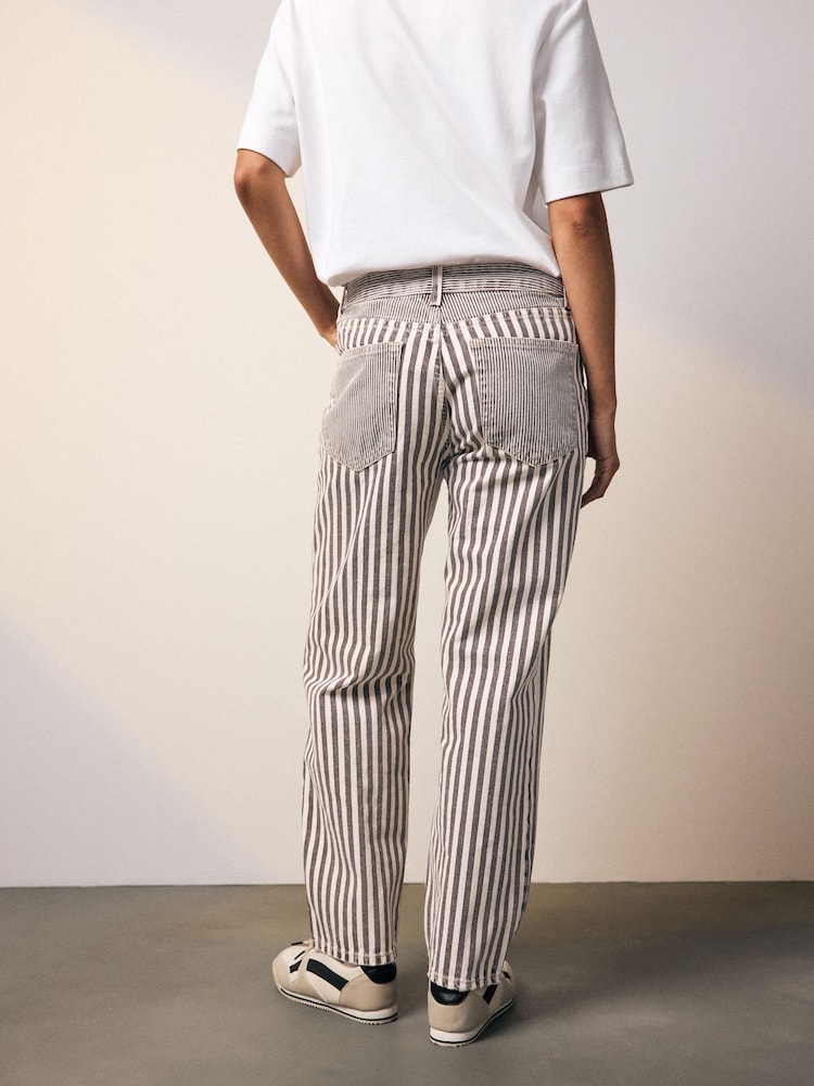 Neutral Stripe Straight Leg 100% Cotton Jeans - Image 3 of 9