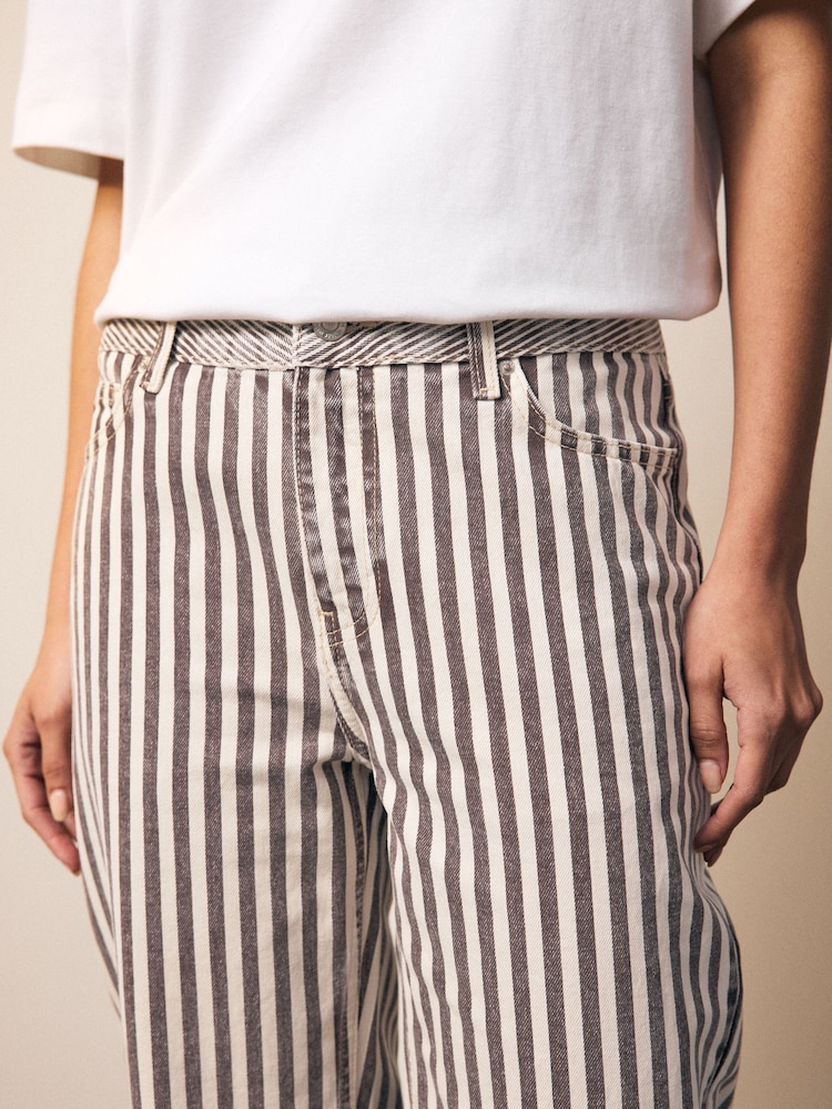 Neutral Stripe Straight Leg 100% Cotton Jeans - Image 4 of 9