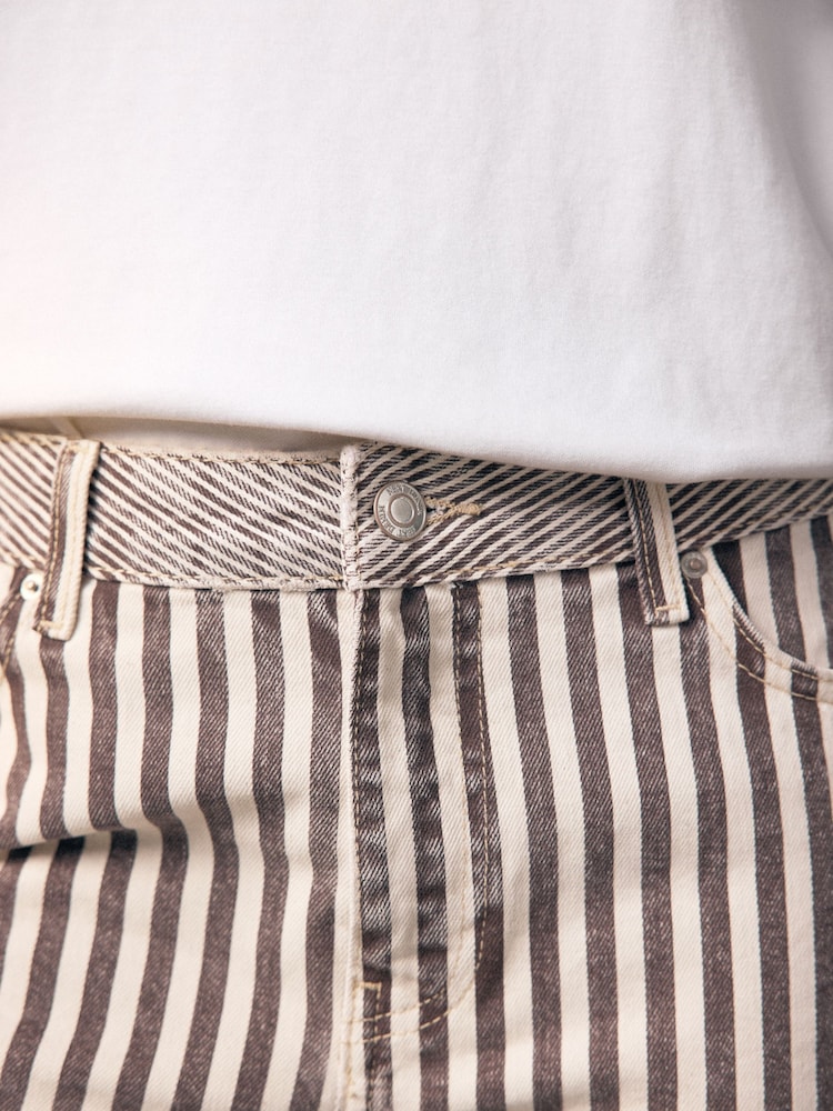 Neutral Stripe Straight Leg 100% Cotton Jeans - Image 5 of 9