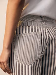 Neutral Stripe Straight Leg 100% Cotton Jeans - Image 6 of 9