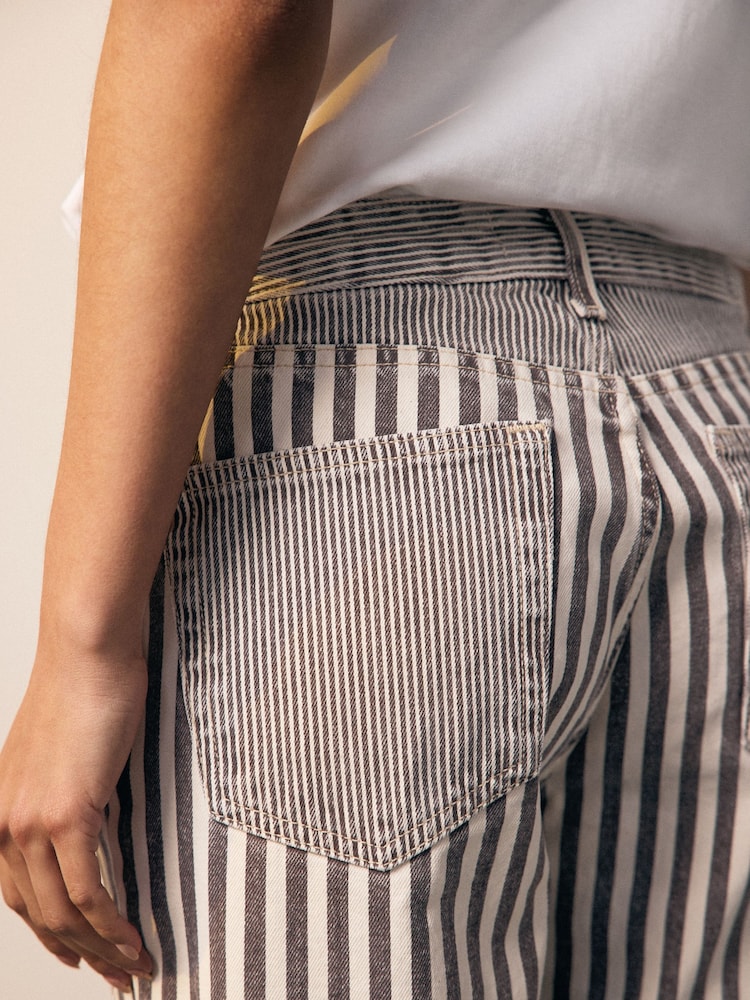 Neutral Stripe Straight Leg 100% Cotton Jeans - Image 6 of 9
