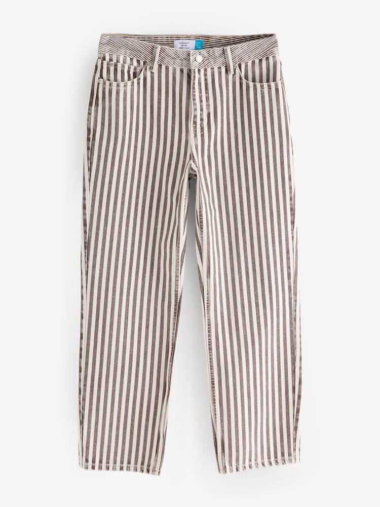 Neutral Stripe Straight Leg 100% Cotton Jeans - Image 7 of 9