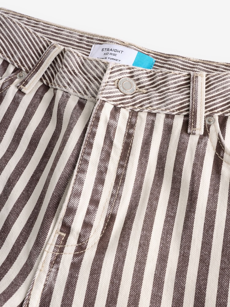 Neutral Stripe Straight Leg 100% Cotton Jeans - Image 8 of 9