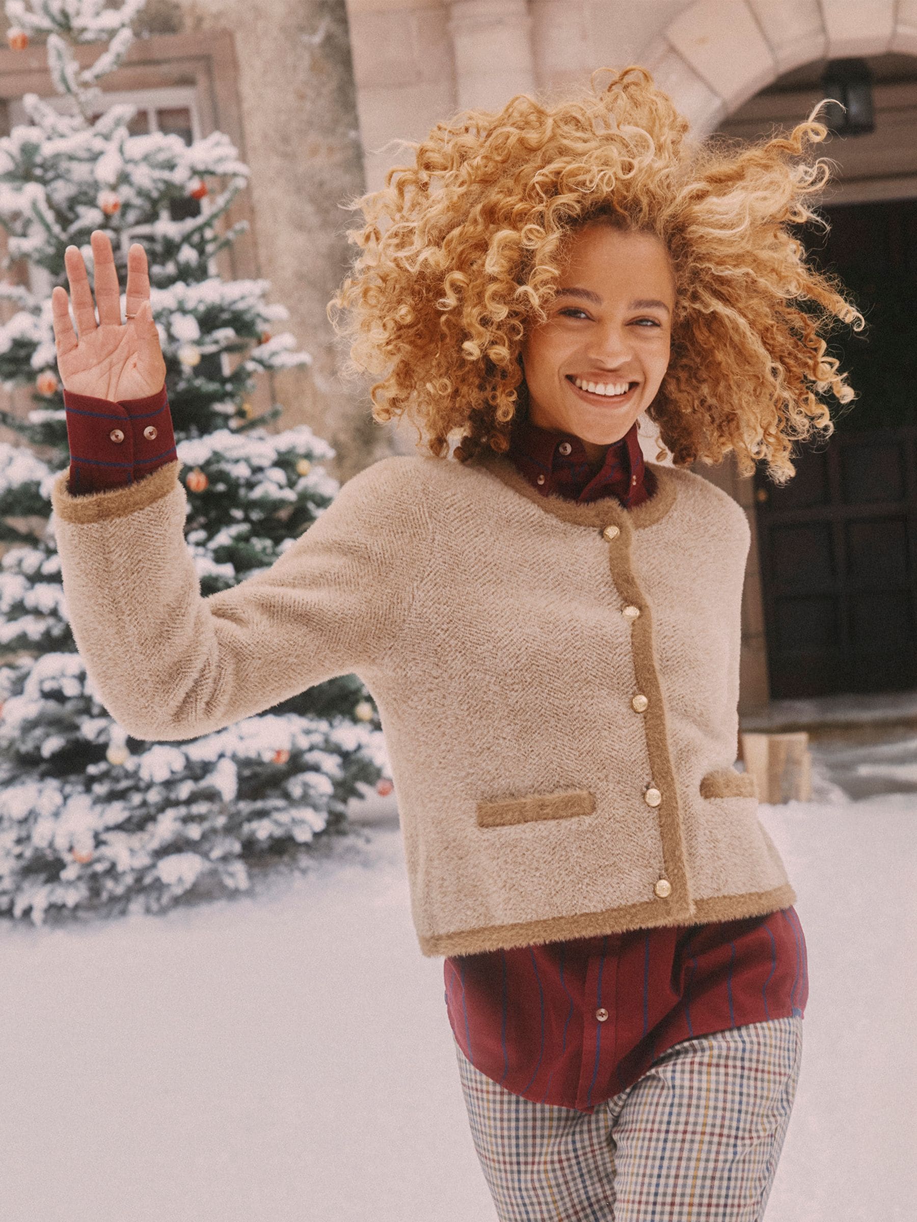 Buy Joules Super Soft Georgia Tan & Cream Herringbone Eyelash