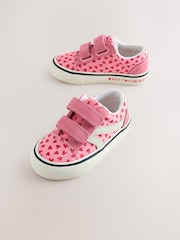 Pink Heart Standard Fit (F) Touch Fasten Strap Printed Trainers - Image 1 of 5