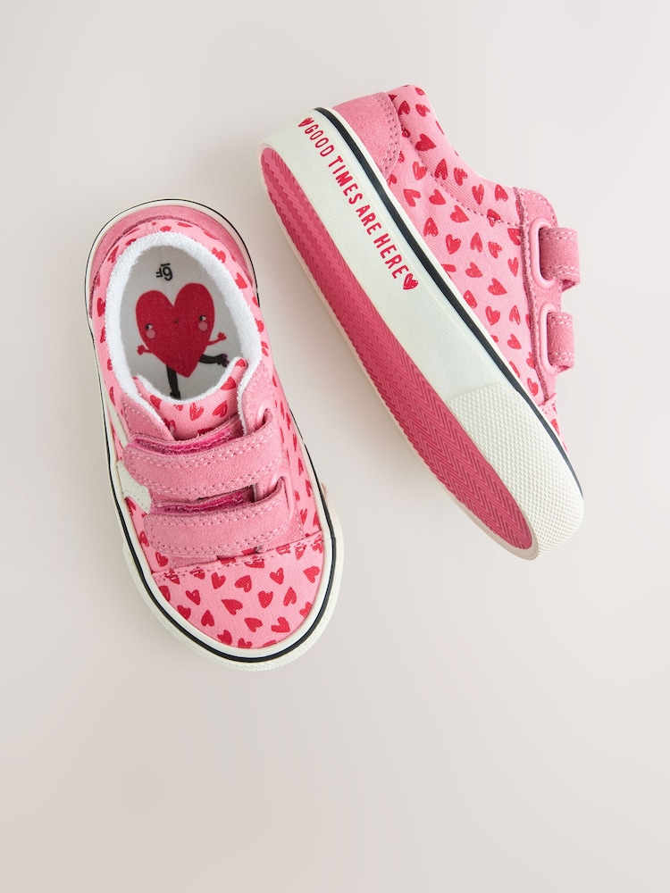 Pink Heart Standard Fit (F) Touch Fastening Trainers - Image 3 of 5