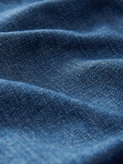 Temno modra - Lanene Blend hlače iz denima s širokimi hlačnicami Palazzo - Slika 10 iz 10