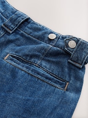 Dark Blue Linen Blend Wide Leg Denim Trousers - Image 8 of 8