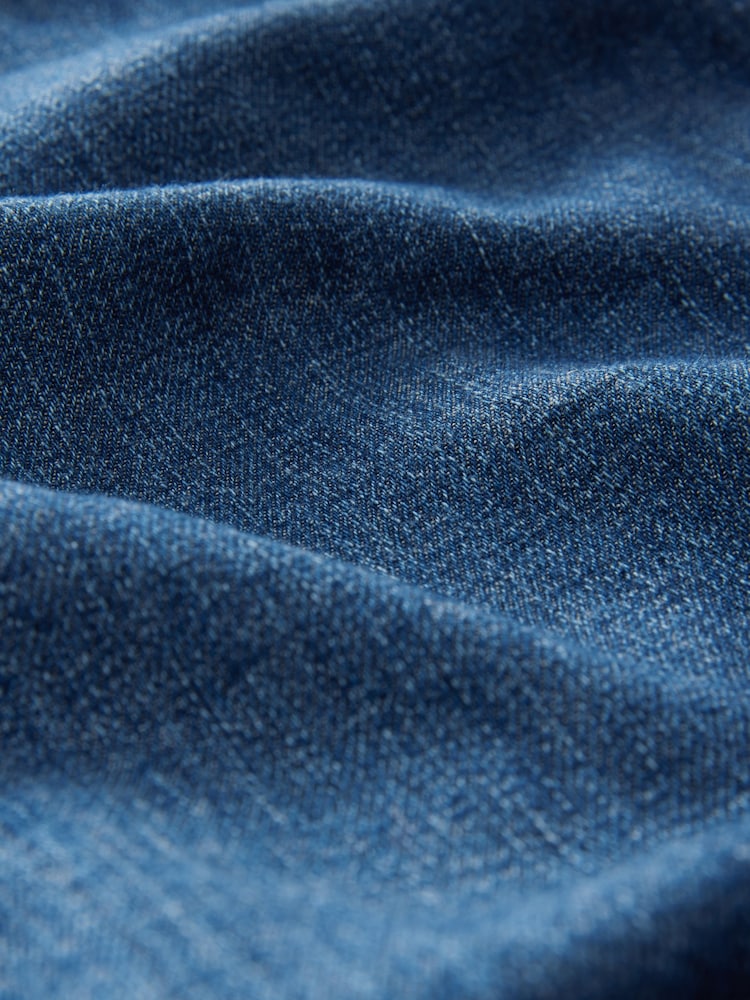 Dark Blue Linen Blend Wide Leg Denim Trousers - Image 8 of 8