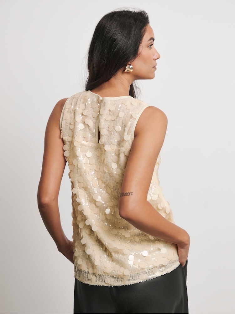Joanna Hope Cream Sequin Shell Top - Image 2 of 4