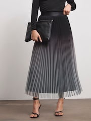Joanna Hope Blue Mesh Pleated Skirt - Image 1 of 4