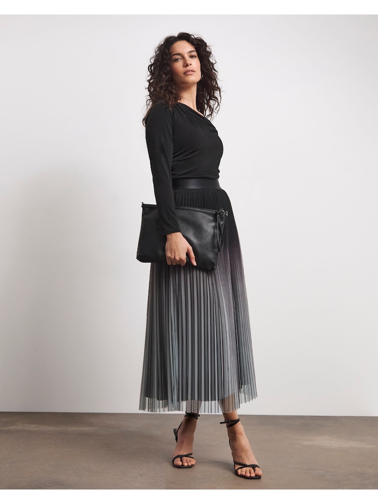 Joanna Hope Blue Mesh Pleated Skirt - Image 2 of 4