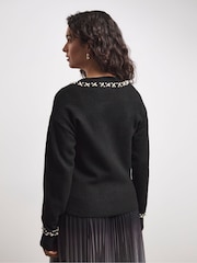 Joanna Hope Pearl Trim Knit Black Jumper - Image 2 of 4