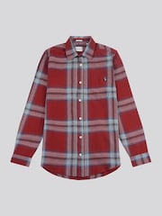 U.S. Polo Assn. Red Mens Ombre Check 100% Cotton Shirt - Image 7 of 9