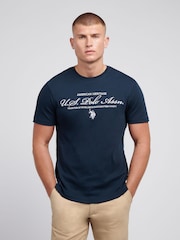 U.S. Polo Assn. Blue Mens 100% Cotton Premium Graphic T-Shirt - Image 1 of 4