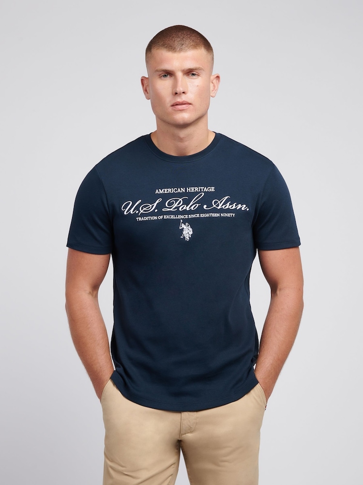 U.S. Polo Assn. Blue Mens 100% Cotton Premium Graphic T-Shirt - Image 1 of 4