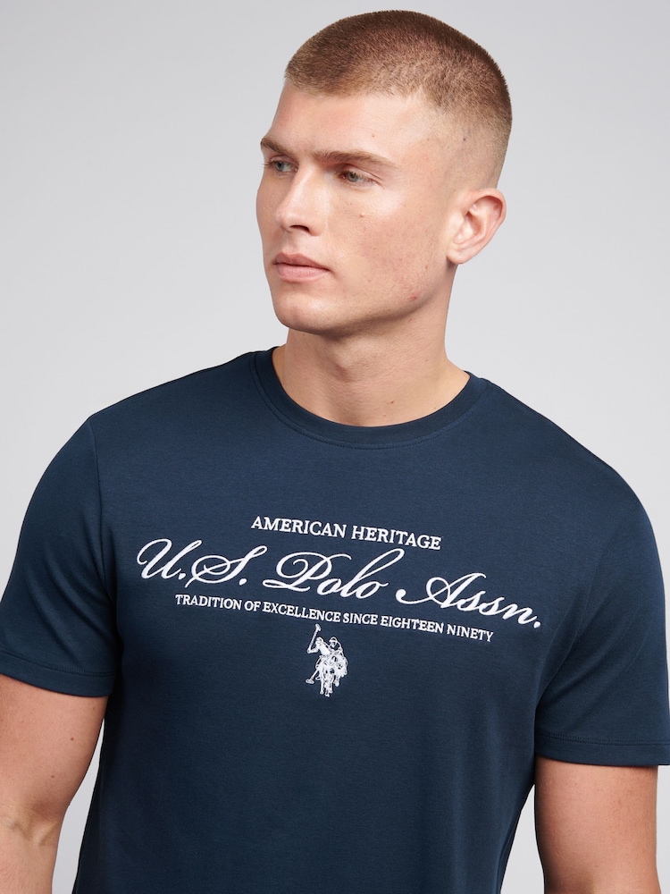 U.S. Polo Assn. Blue Mens 100% Cotton Premium Graphic T-Shirt - Image 2 of 4