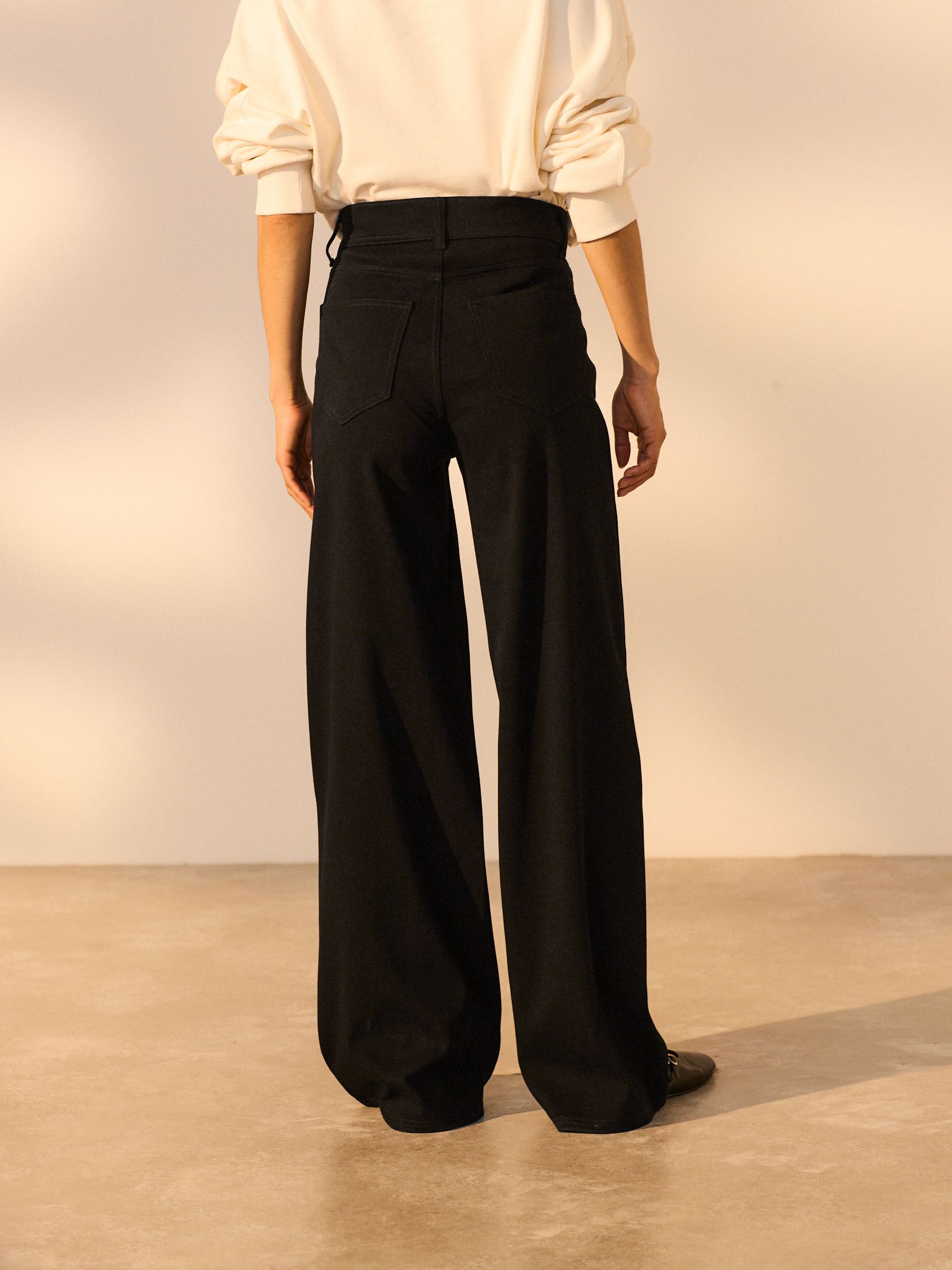 Buy Black Jersey Denim Wide Leg Trousers from Next USA