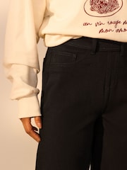 Black Wide Leg Denim Jersey Leggings - Image 4 of 7