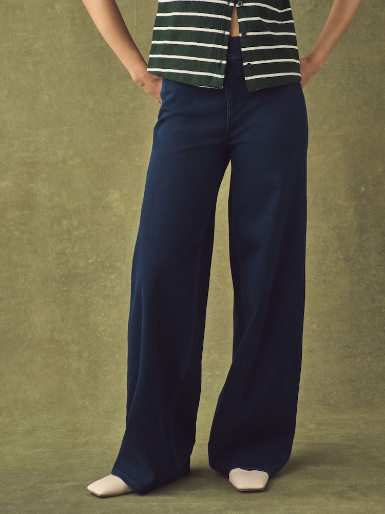 Rinse Blue Wide Leg Denim Jersey Leggings - Image 2 of 7