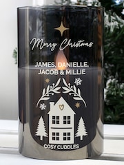 Personalised Christmas Smoked Glass LED Candle by PMC - Image 1 of 2
