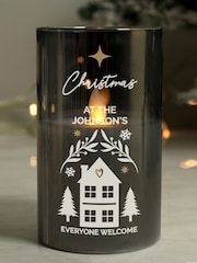 Personalised Christmas Smoked Glass LED Candle by PMC - Image 2 of 2