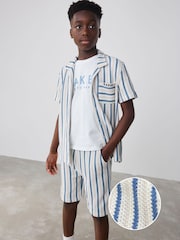 Baker by Ted Baker Textured Stripe Shirt T-Shirt and Shorts Set - Image 1 of 17