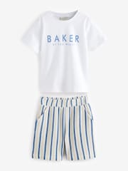 Baker by Ted Baker Textured Stripe Shirt T-Shirt and Shorts Set - Image 12 of 17