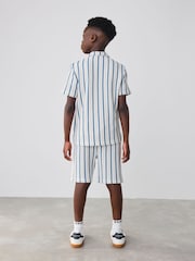 Baker by Ted Baker Textured Stripe Shirt T-Shirt and Shorts Set - Image 3 of 17