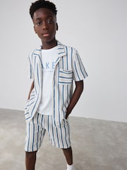 Baker by Ted Baker Textured Stripe Shirt T-Shirt and Shorts Set - Image 4 of 17