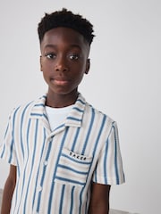 Baker by Ted Baker Textured Stripe Shirt T-Shirt and Shorts Set - Image 7 of 17