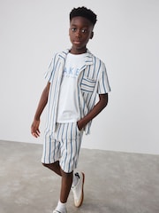 Baker by Ted Baker Textured Stripe Shirt T-Shirt and Shorts Set - Image 8 of 17