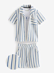Baker by Ted Baker Textured Stripe Shirt T-Shirt and Shorts Set - Image 9 of 17