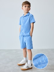 Baker by Ted Baker Синій Textured 100% Cotton сорочки та шорти Set - Image 1 of 10