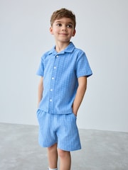 Baker by Ted Baker Синій Textured 100% Cotton сорочки та шорти Set - Image 3 of 10