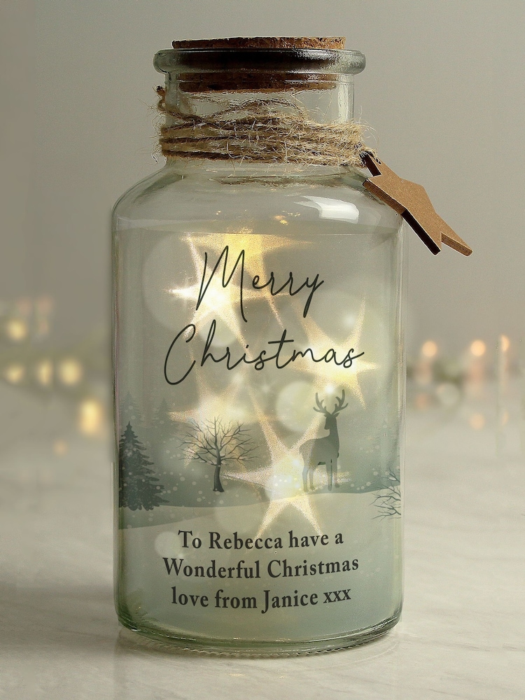 Personalised Merry Christmas LED Glass Jar by PMC - Image 2 of 2