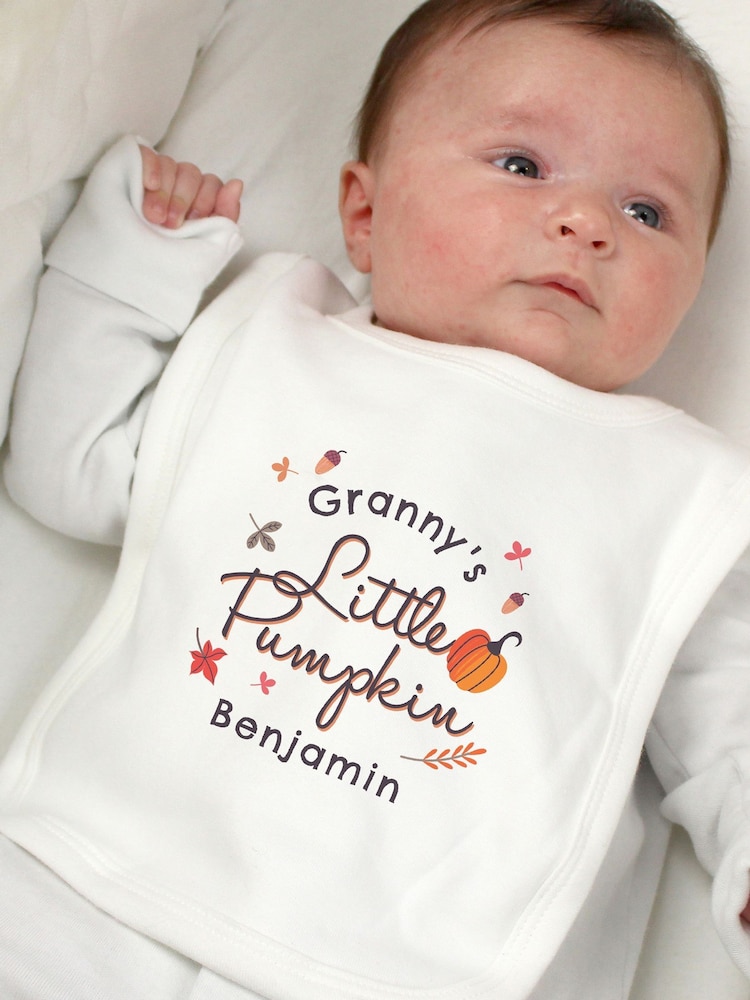 Personalised Little Pumpkin Bib by PMC - Image 1 of 2 Personalised Little Pumpkin Bib by PMC - Image 1 of 2